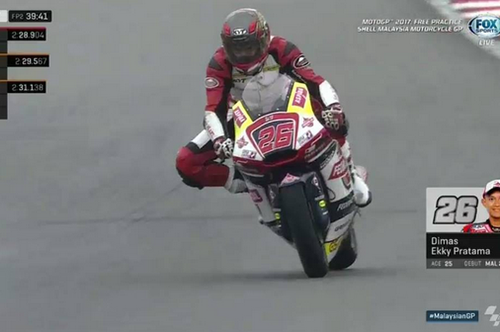 Dimas Ekky Pratama sempat menempati posisi ke-7 dalam sesi latihan resmi Moto2 di Sirkuit Sepang Malaysia