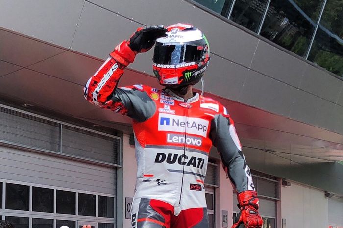 Jorge Lorenzo saat menang di MotoGP Austria 2018. Ia menolak untuk kembali menjadi pembalap Ducati tahun 2021