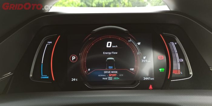 Di mode Sport, panel instrumen Hyundai Ioniq pancarkan warna merah