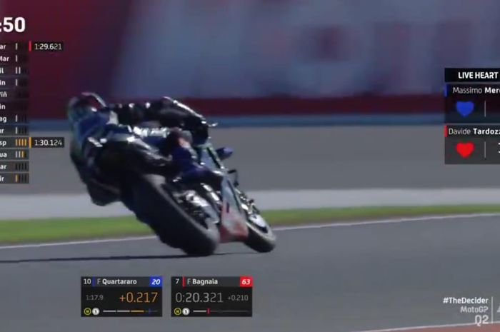 Terpantau live heart rate atau detak jantung secara langsung yang ditunjukkan oleh bos dari Ducati dan Yamaha. 
