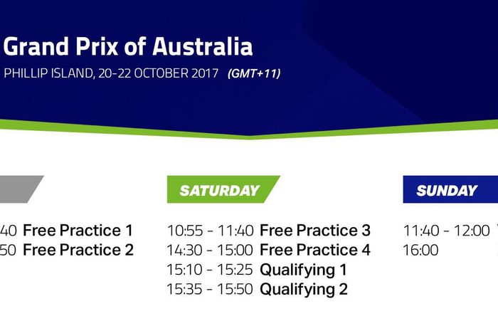 Jadwal MotoGP Australia ada perbedaan waktu 4 jam antara Waktu Indonesia Barat (WIB) dengan sirkuit Phillip Island, Australia
