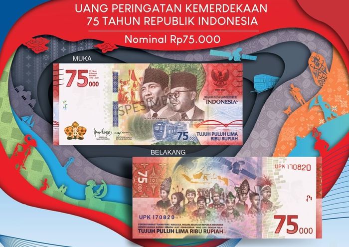 Peringati 75 Tahun Kemerdekaan Republik Indonesia, Bank Indonesia luncurkan uang baru pecahan Rp 75.000.