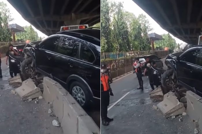 Chevrolet Captiva alami kecelakaan di Jakarta Utara tabrak separator busway