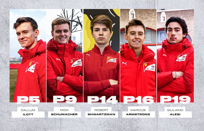 Lima pembalap Ferrari Driver Academy akan turut serta pada tes privat Ferrari (25-29/1/2021)