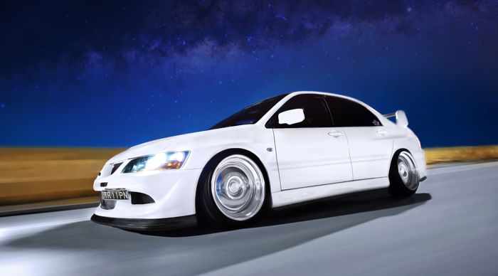 Mitsubishi Evo 8 ini mampu memompa tenaga sebesar 400 dk