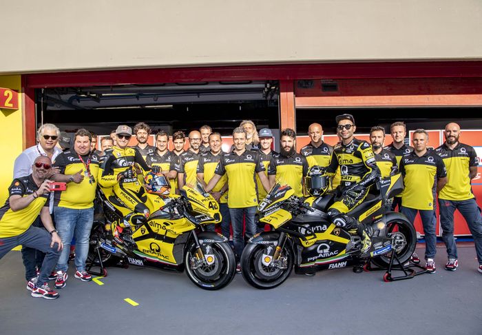 Di MotoGP Italia 2018, tim Pramac menggunakan livery Lamborghini