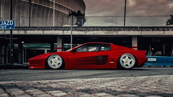 Modifikasi Ferrari Testarossa dengan tongkrongan kandas milik Kazuki Ohashi