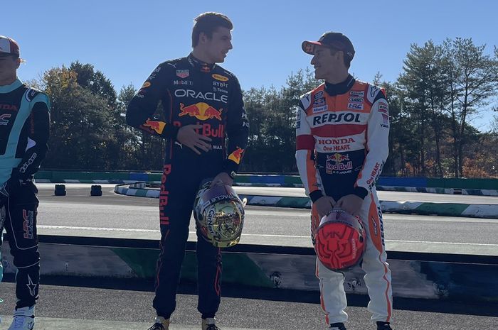 Berduet dengan Max Verstappen, Marc Marquez berhasil menang balapan Gokart di Honda Racing Thanks Day