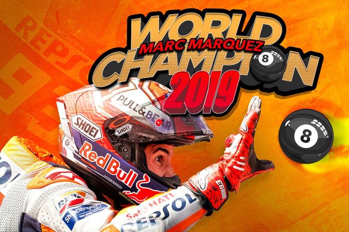 Selebrasi unik Marc Marquez usai sukses mengunci gelar juara dunia ke-8 usai menang di MotoGP Thailand 2019