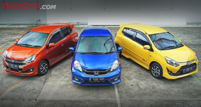 Ilustrasi mobil LCGC Honda Brio Satya, Daihatsu Ayla dan Toyota Agya