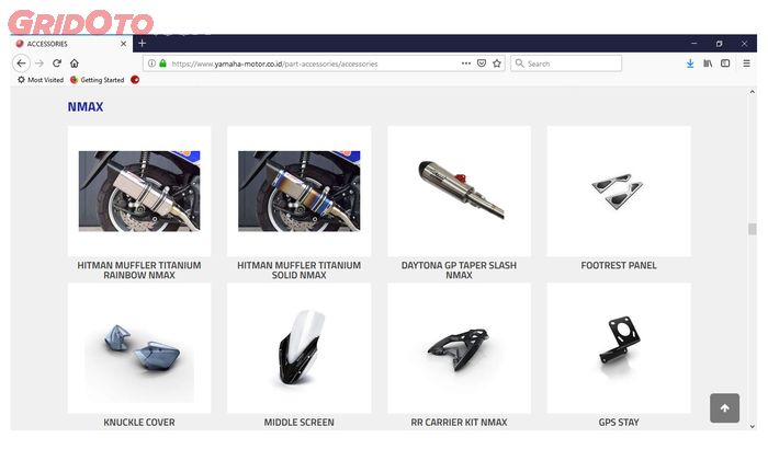 katalog Yamaha genuine accesories mudah diakses di website Yamaha