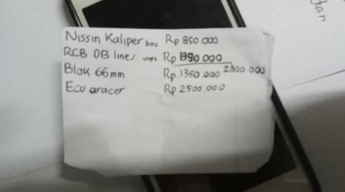 List barang-barang modif incaran dari uang jual helm curian