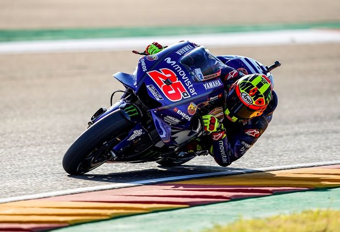 Maverick Vinales sudah memakai helm livery khususnya pada sesi latihan MotoGP Aragon hari Jumat 