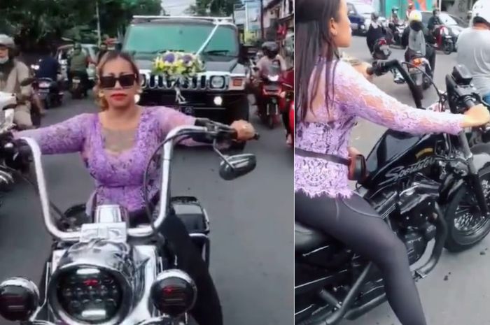 Dua bikers Harley-Davidson yang diduga kawal mobil pengantin.