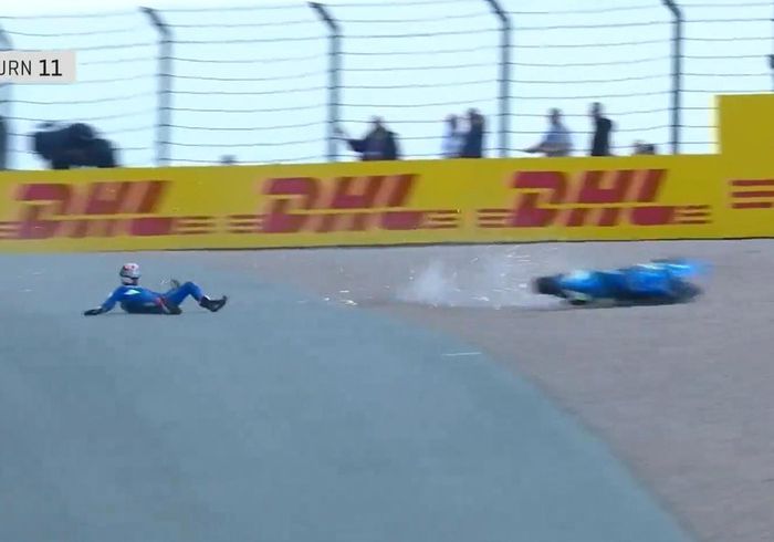 Alex Rins mengalami crash di tikungan ke-11 saat balapan MotoGP Jerman 2019 tinggal 11 lap