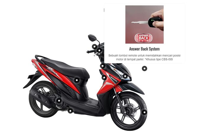 Fitur alarm juga tidak dimiliki Honda BeAT