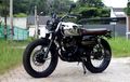 Kawasaki W175 Pakai Ban Kasar, Tangki Dikrom, Jadi Tracker Kinclong