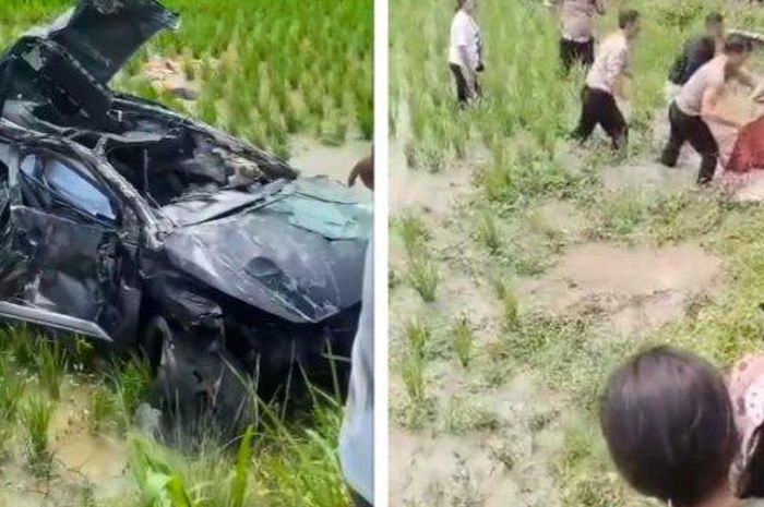 Toyota Rush isi satu keluarga remuk dihantam kereta api