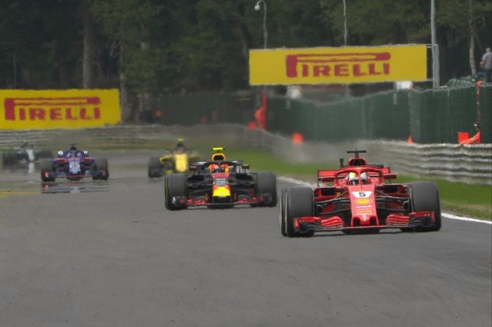 Sebastian Vettel (kanan) di FP2 F1 Belgia 2018