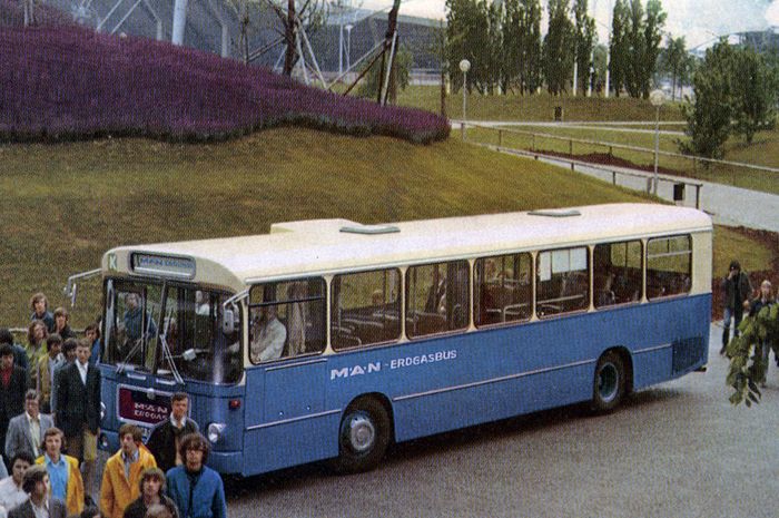 Bus keluaran MAN berbahan bakar gas, dipakai saat Olimpiade di Munich, Jerman tahun 1972