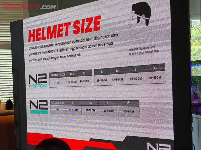 Size chart NHK N2 Elite dan NHK N2 Max 