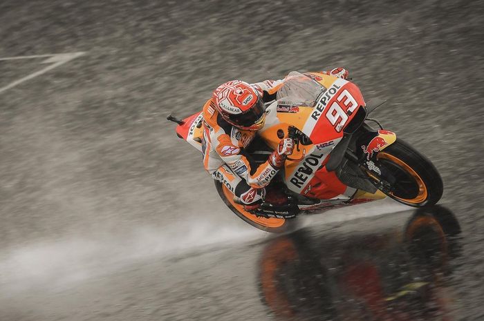 Marc Marquez saat hujan di MotoGP Inggris