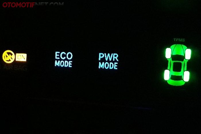 Lampu indikator Tire Pressure Monitoring System, hijau artinya kondisi tekanan angin optimal
