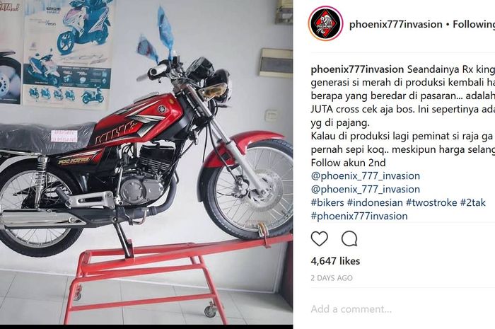 Dari postingan ini ada yang komen tentang produksi kembali Yamaha RX-King