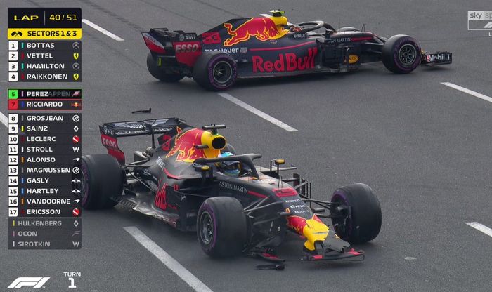 Baik Max Verstappen yang ditabrak maupun Daniel Ricciardo yang menabrak, keduanya diharapkan minta maaf kepada tim dan kru tim Red Bull