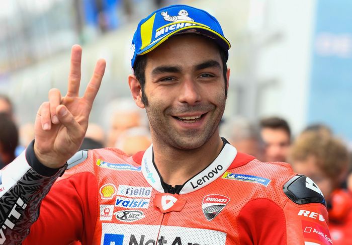 Pembalap Mission Winnow Ducati, Danilo Petrucci mengaku senang bisa meraih podium ketiga saat MotoGP Prancis (19/05/2019)