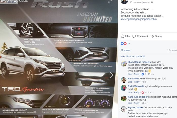 Brosur Toyota All New Rush Bocor di Facebook
