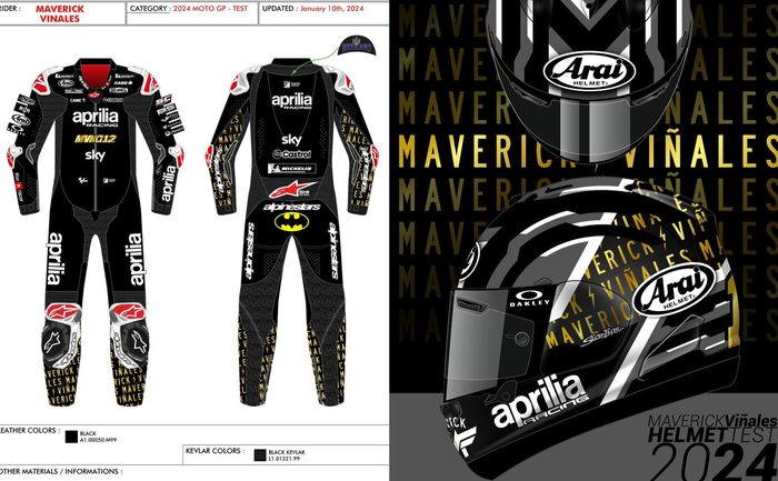 Racing suit dan helm spesial Maverick Vinales di tes MotoGP Sepang 2024, bertema Batman