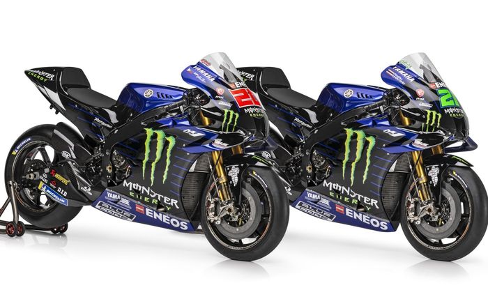 Logo sponsor utama Monster Energy juga masih terpampang jelas di kuda besi Fabio Quartararo-Franco Morbidelli
