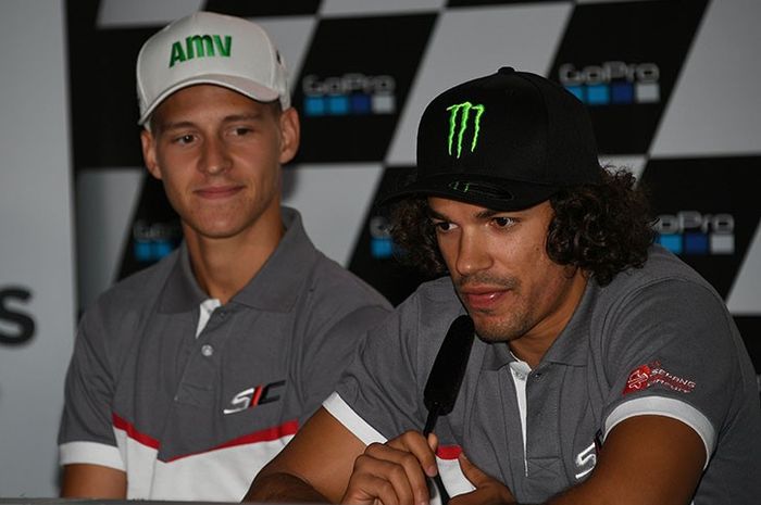 Fabio Quartararo (kiri) dan Franco Morbidelli (kanan), pembalap tim satelit Yamaha MotoGP 2019