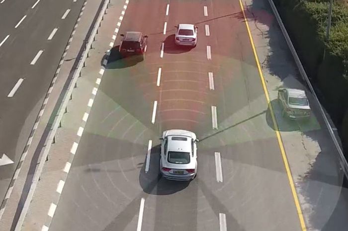 Ilustrasi mobil dengan fitur autonomous driving
