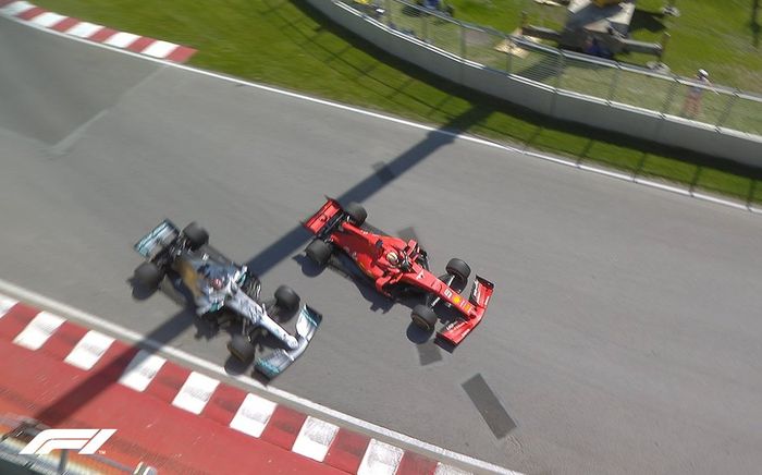 Menggiring Lewis Hamilton ke dinding sirkuit pada F1 Kanada, finish pertama Sebastian Vettel dibatalkan