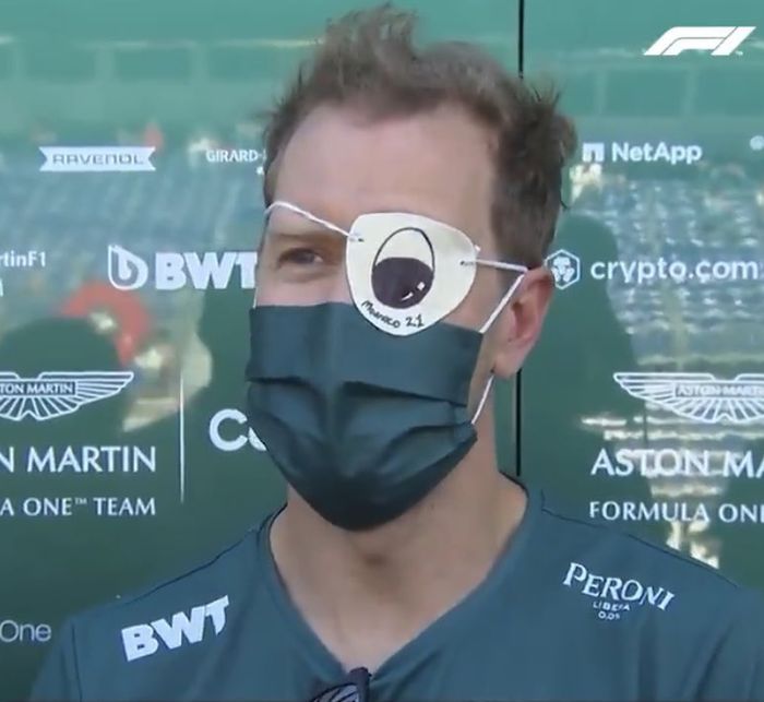 Sebastian Vettel pakai penutup mata usai FP2 F1 Monako 2021