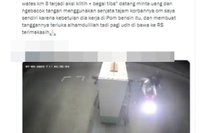 Rekaman CCTV aksi percobaan perampokan di SPBU 44.55516 Jalan Raya Jogja Wates Km 8, Ngaran, Kelurahan Balecatur, Kecamatan Gamping, Kabupaten Sleman, DIY