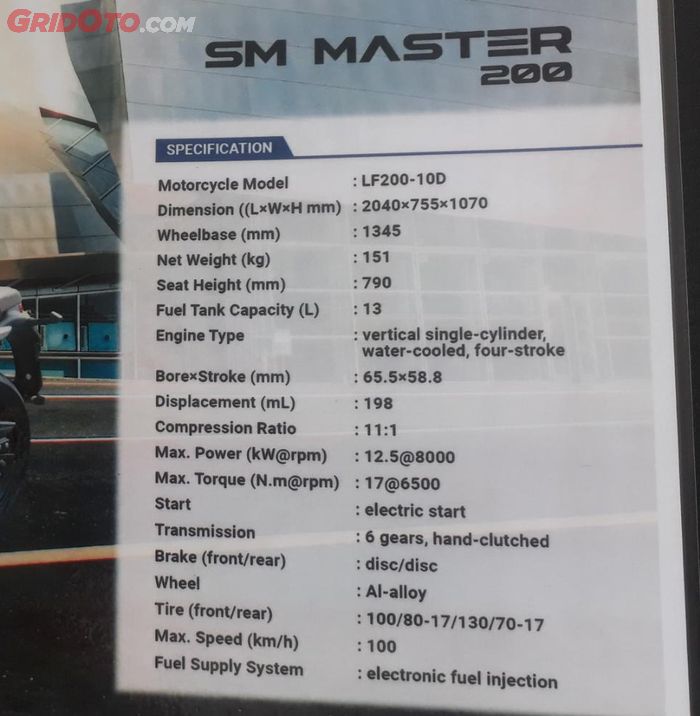 Spesifikasi SM Sport SM Master 200