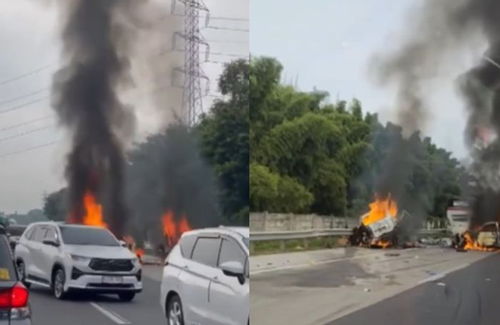 Kecelakaan beruntun di Tol Jakarta-Cikampek KM 58.