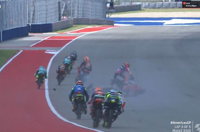 Crash horor di balap Moto3 Amerika 2021 yang melibatkan beberapa pembalap