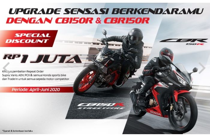 Honda CB150R dan CBR150 diskon Rp 1 juta