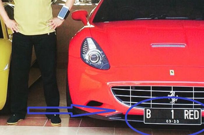 Foto tahun 2016, pelat nomor Ferrari California milik Bambang Soesatyo