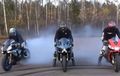 Yamaha R1, Ninja H2 dan Aprilia RSV4 Burn Out  Bareng, Tebak Motor Mana Yang Duluan Bunyi Duuuuaaar!!!