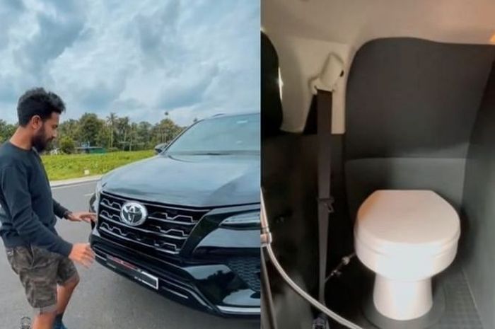 Modifikasi Toyota Fortuner baru pasang toilet portabel