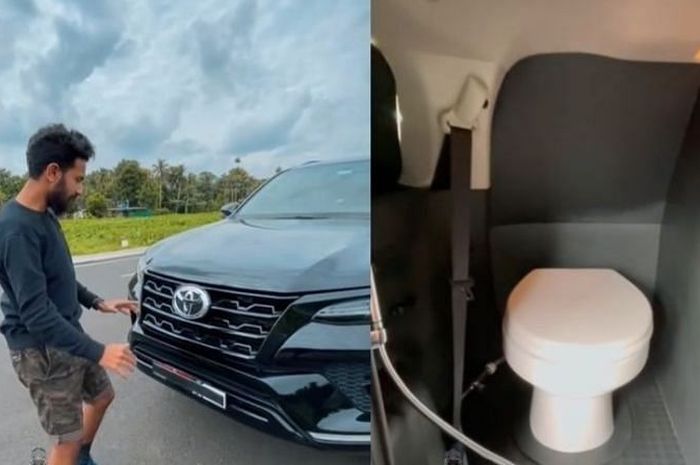 Modifikasi Toyota Fortuner baru pasang toilet portabel