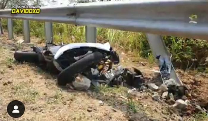 Kondisi identik Yamaha R25 hancur usai terpeleset dan terpelanting di jalur Geopark, Ciletuh, Jabar