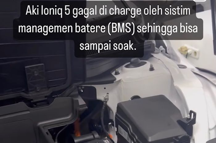 Postingan akun @ioniq_id mengenai aki Hyundai Ioniq 5 soak akibat kegagalan dari Battery Management System.