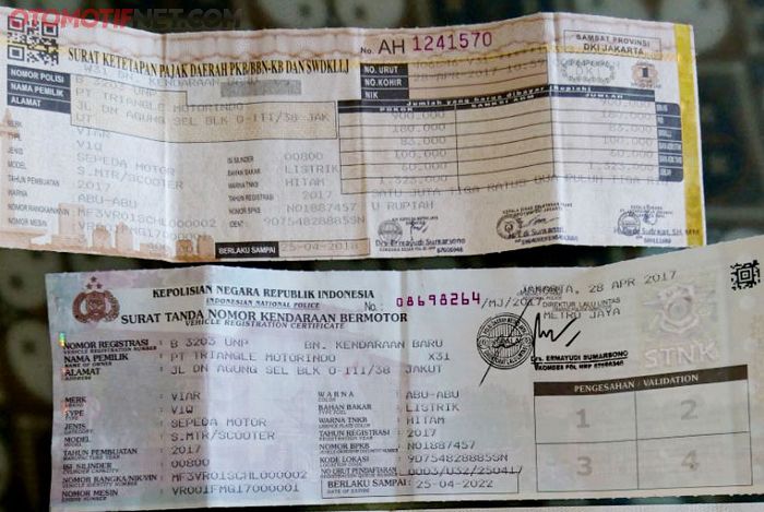BPKB Dan STNK  Motor  Listrik  Sama Persis Bedanya Hanya Di 