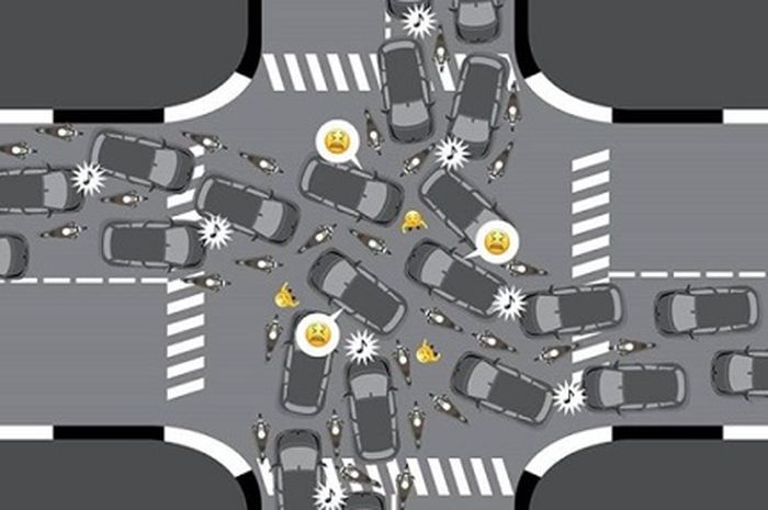 Meme pengendara di perempatan jalan